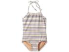 Toobydoo Ready For The Beach One-piece Swimsuit (infant/toddler/little Kids/big Kids) (navy/yellow) Girl's Swimsuits One Piece