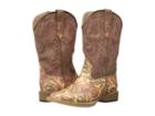 Roper Kids Faux Leather Paisley Glitter Print (toddler/little Kid) (brown) Cowboy Boots