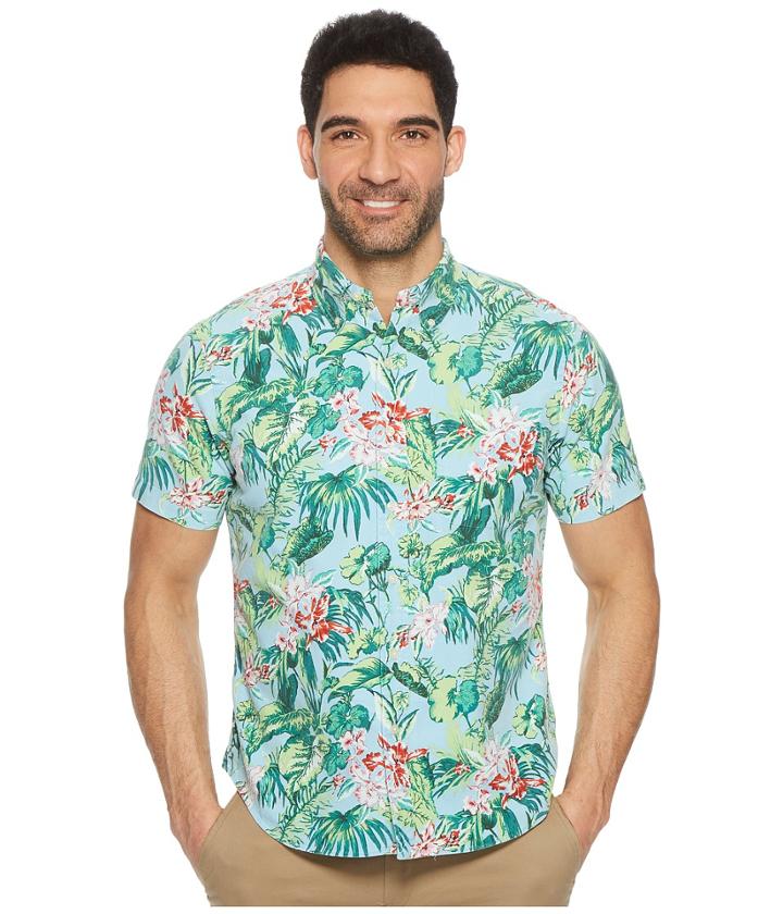 Polo Ralph Lauren Tropical Oxford Short Sleeve Sport Shirt (palm Floral) Men's Clothing
