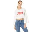 Juicy Couture Ruffle Sleeve Microterry Logo Pullover (bleached Bone) Women's Clothing