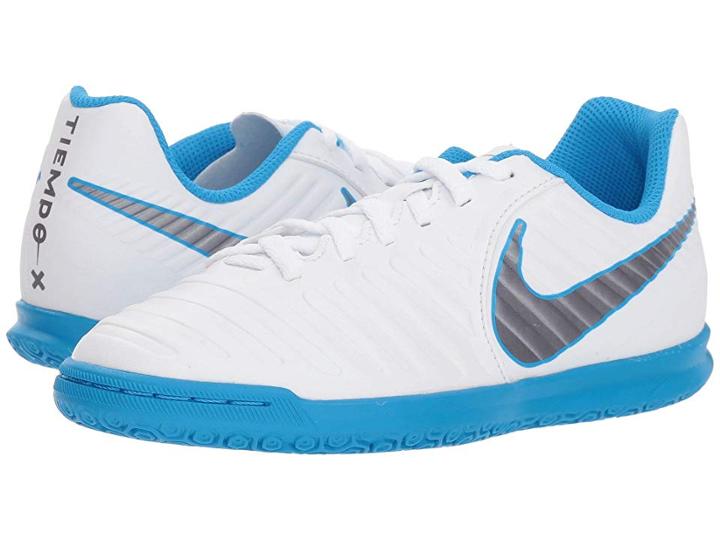 Nike Kids Legendx 7 Club Ic Soccer (toddler/little Kid/big Kid) (white/metallic Cool Grey/blue Hero) Kids Shoes
