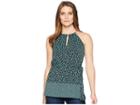 Michael Michael Kors Multi Leopard Trim Neck Tunic (aqua/black) Women's Clothing
