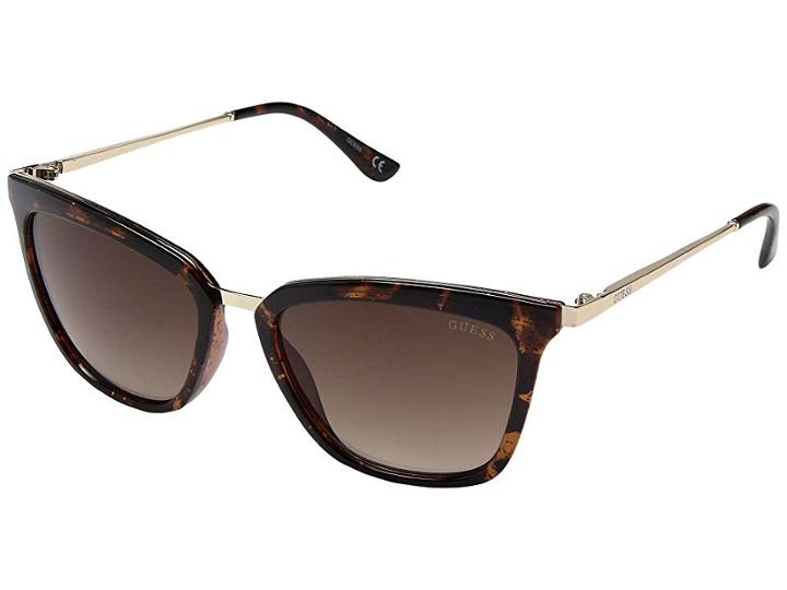 Guess Gf6029 (dark Havana Glitter/brown Gradient Lens) Fashion Sunglasses