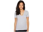 Lacoste Short Sleeve Solid V-neck Jersey Tee (silver Chine) Women's T Shirt