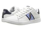 Polo Ralph Lauren Kids Quilton Bear (little Kid) (white Leather/blue/navy Striping/americana Boy Bear) Boy's Shoes