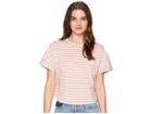 J.o.a. Back Ruffle Short Sleeve Tee (rose Stripe) Women's T Shirt