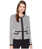Calvin Klein Novelty Zip Front Jacket (black/white) Women's Coat