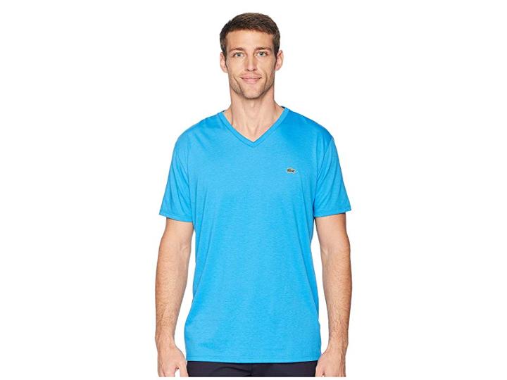 Lacoste Short Sleeve V-neck Pima Jersey T-shirt (ibiza) Men's T Shirt