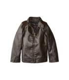 Urban Republic Kids Harry Faux Leather Biker Jacket Ribbed Shoulder (little Kids/big Kids) (dark Brown) Boy's Coat