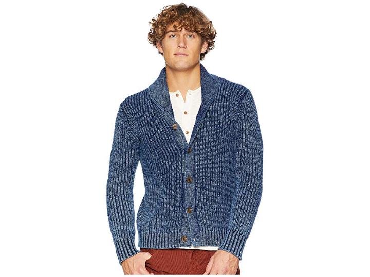Frye Jefferson Long Sleeve Shawl Cardigan (indigo) Men's Sweater