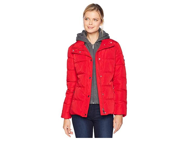 Tommy Hilfiger 25 Puffer W/ Hooded Vestie (crimson) Women's Coat