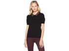 Cece Short Sleeve Embellished Collar Pointelle Sweater (rich Black) Women's Sweater