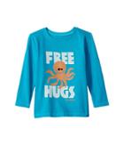 Life Is Good Kids Free Hugs Long Sleeve Crusher Tee (toddler) (cool Turquoise) Boy's T Shirt