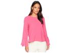 Vince Camuto Specialty Size Petite Chiffon Flutter Cuff Satin Back Texture Blouse (pink Flame) Women's Blouse