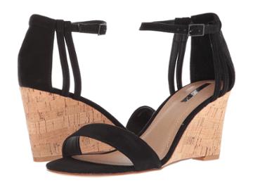 Tahari Farce (black Suede Fabric) Women's Wedge Shoes