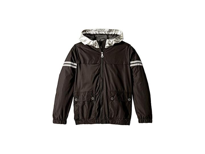 Urban Republic Kids Zip-up Windbreaker With Metallic Hood (little Kids/big Kids) (black) Girl's Coat