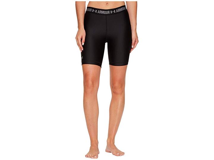 Under Armour Ua Heatgear(r) Armour Long Short (black/black/metallic Silver) Women's Shorts