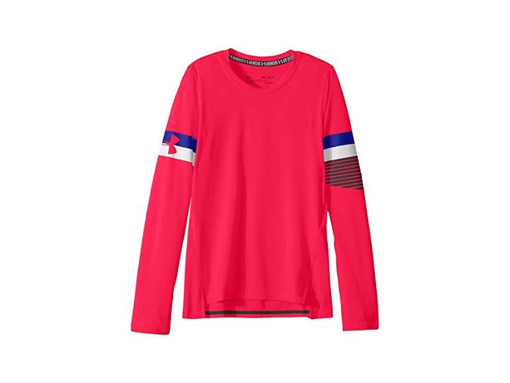 Under Armour Kids Heatgear(r) Armour Long Sleeve (big Kids) (penta Pink/black) Girl's Clothing