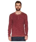 Agave Denim Freight Train Long Sleeve Three-button Henley (grape Wine) Men's Long Sleeve Pullover