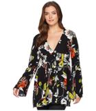 Free People Bella Printed Tunic (black) Women's Blouse