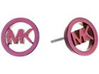 Michael Kors Plum Plated Stud Mk Logo Earrings (purple) Earring