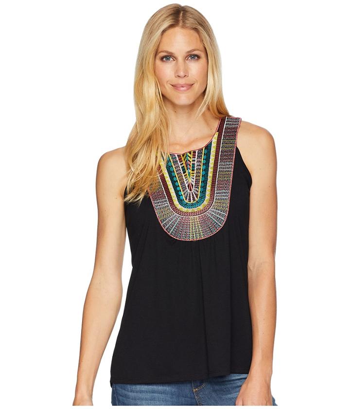 Wrangler Sleeveless Top With Multicolor Applique (black) Women's Sleeveless