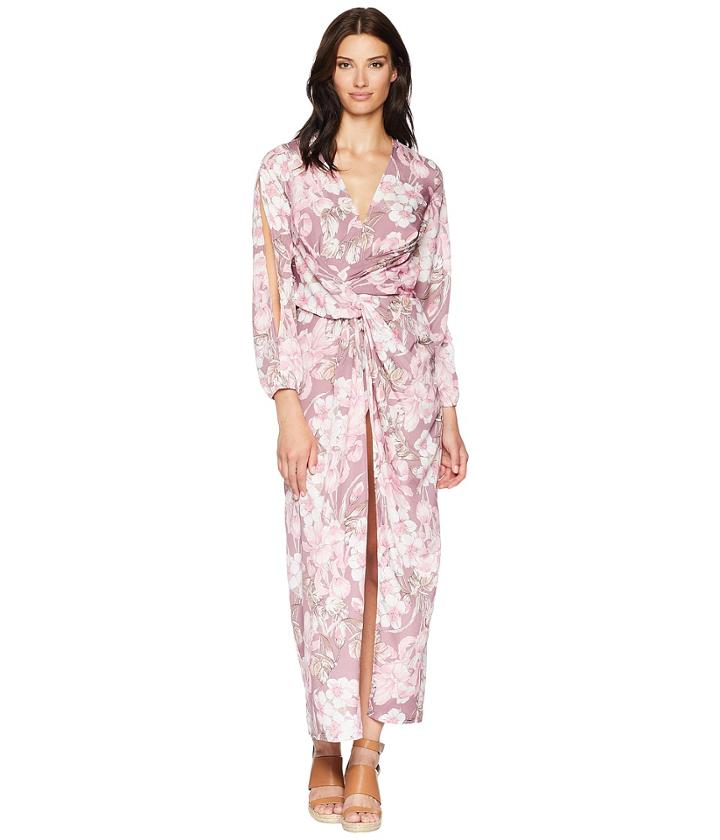 Alexia Admor Floral Printed Draped Dress (purple Multi) Women's Dress