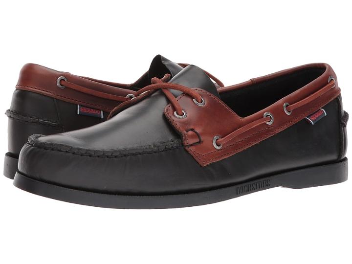 Sebago Spinnaker (black/brown Oiled Waxy) Men's Lace Up Moc Toe Shoes