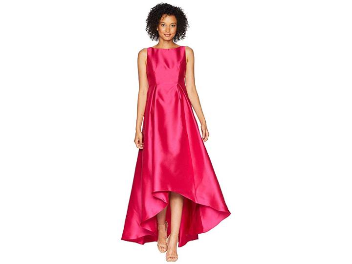 Adrianna Papell High-low Halter Mikado Gown (geranium) Women's Dress
