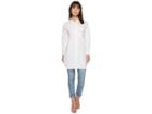 Romeo & Juliet Couture Long Shirt W/ Studs On Pocket Detail (white) Women's Blouse