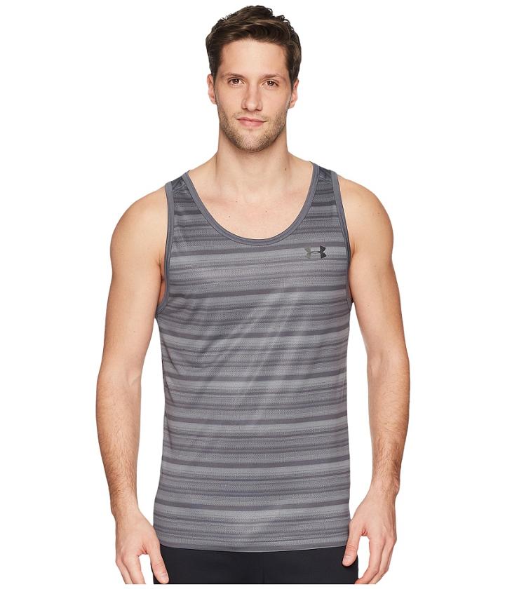 Under Armour Ua Printed Tech Tank Top (rhino Gray/black) Men's Sleeveless