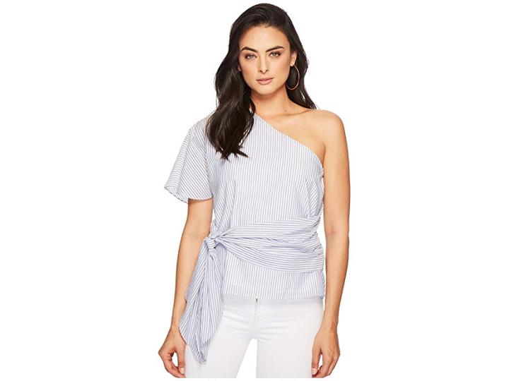 1.state One Shoulder Wrap Waist Blouse (harbor Light) Women's Blouse