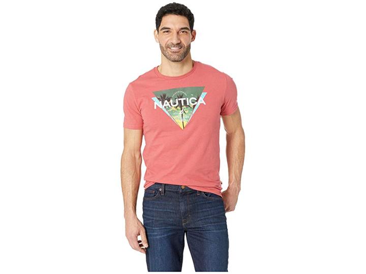 Nautica Short Sleeve Triangle Print Tee (coral Cape) Men's T Shirt