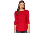 Chaps Cotton Blend Long Sleeve Sweater (rich Red) Women's Sweater