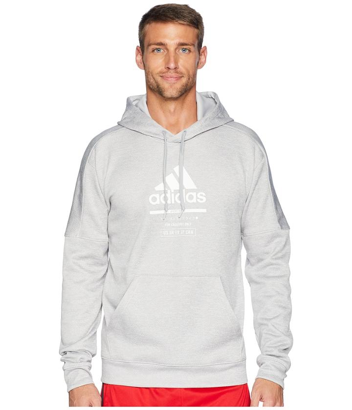 Adidas Team Issue Pullover Fleece Hoodie (grey Two Melange) Men's Sweatshirt