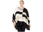 Calvin Klein Plus Plus Size Color Block Poncho With Hardware (heathe5r Latte/black) Women's Sweater