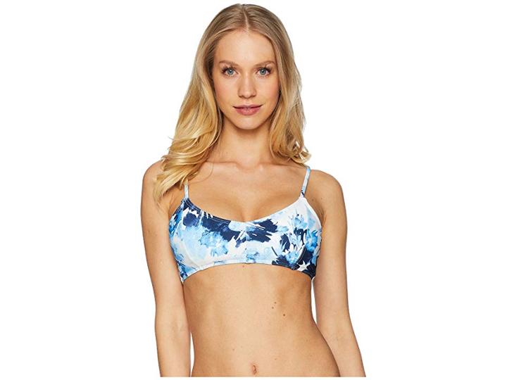 Rvca Paint Flower Bra Top (blue Jay) Women's Swimwear