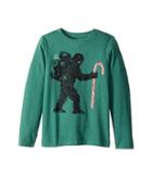 Life Is Good Kids Wild Man Candy Cane Long Sleeve Crusher Tee (little Kids/big Kids) (heather Forest Green) Boy's Long Sleeve Pullover
