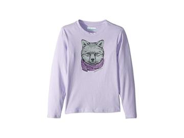Columbia Kids Animal Anticstm Long Sleeve Shirt (little Kids/big Kids) (soft Violet/fox Graphic) Girl's Long Sleeve Pullover