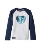 Toobydoo Glitter Heart Baseball Tee (toddler/little Kids/big Kids) (blue) Girl's T Shirt