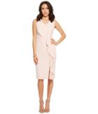 Ivanka Trump Scuba Crepe V-neck Sleeveless Ruffle Front Dress (blush Pink) Women's Dress