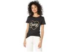 Juicy Couture Juicy Heart Logo Tee (pitch Black) Women's Clothing