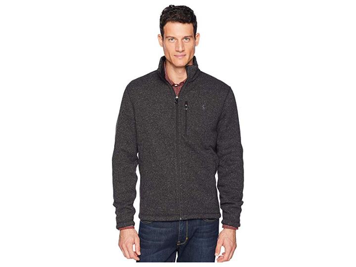 Polo Ralph Lauren Sweater Fleece Jacket (black Marl Heather) Men's Coat