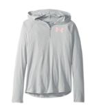 Under Armour Kids Tech Novelty 1/4 Zip Hoodie (big Kids) (overcast Gray/pop Pink) Girl's Sweatshirt