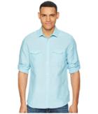 Calvin Klein Roll-tab Woven Shirt (blue Topaz) Men's Clothing