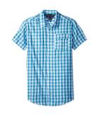 Tommy Hilfiger Kids Short Sleeve Ryan Yarn-dye Plaid Shirt (big Kids) (blue Moon) Boy's Clothing