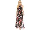 Adrianna Papell Spanish Roses Maxi Dress (black/pink Multi) Women's Dress