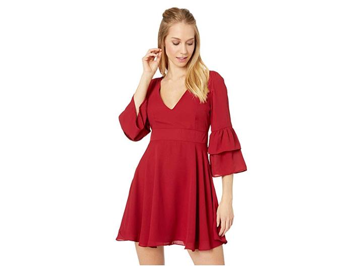 Bb Dakota Always Classy Ruffle Sleeve Dress (rouge) Women's Dress