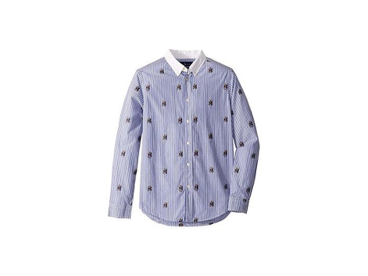 Polo Ralph Lauren Kids Polo Bear Stretch Cotton Shirt (big Kids) (blue Multi) Boy's Long Sleeve Button Up