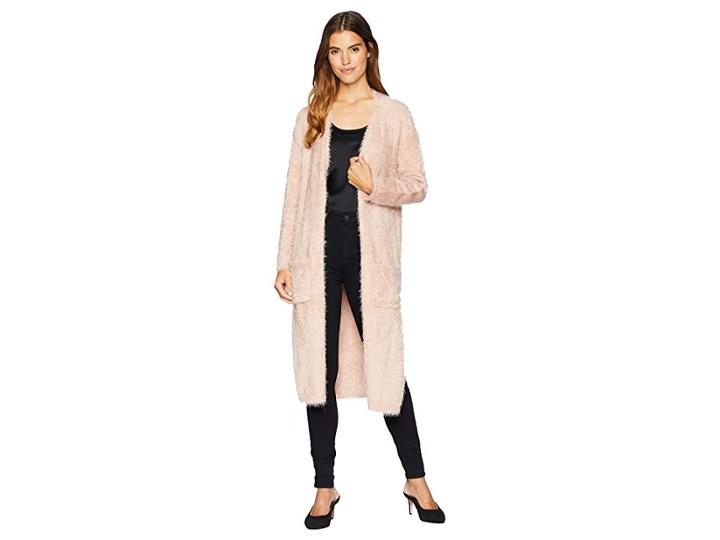 Bb Dakota Lovefool Eyelash Yarn Cardigan (mauve Rose) Women's Sweater